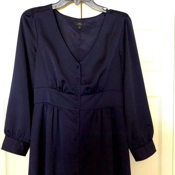 J.Crew Button-front A-line Navy Blue MIDI Dress - Picture 5 of 7